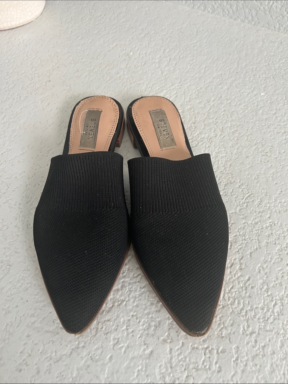 Steve Madden Black Knit Pointed Mule Slip-On